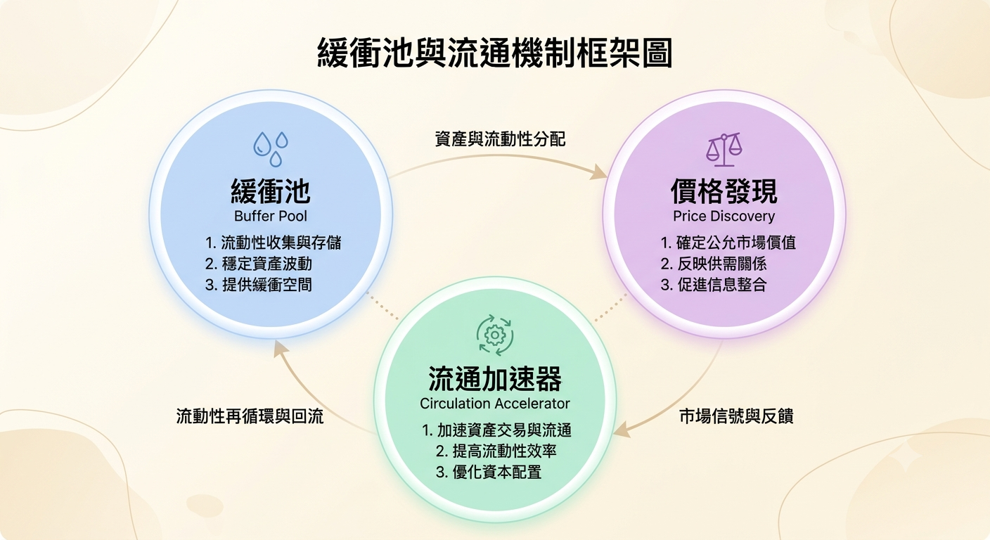 三角色模型:缓冲池 × 价格发现器 × 流通加速器
